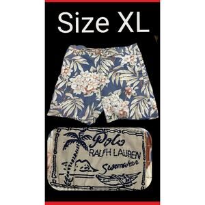 Vintage Polo Ralph Lauren Men Swimwear Floral Print Beach Trunks with lining
